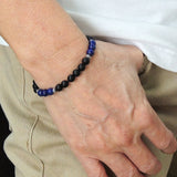 Men's Women Matte Black Onyx Lapis Sterling Silver Bracelet 925 Spacer Gemstone DiyNotion Handmade BR223