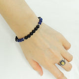 Men's Women Matte Black Onyx Lapis Sterling Silver Bracelet 925 Spacer Gemstone DiyNotion Handmade BR223