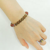 Men's Women Agarwood Jasper Stone Sterling Silver Bracelet 925 Spacer DiyNotion BR221