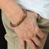 Men's Women Agarwood Jasper Stone Sterling Silver Bracelet 925 Spacer DiyNotion BR221