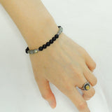 Men's Women Matte Black Onyx Labradorite Sterling Silver Bracelet Spacers DiyNotion Handmade BR222
