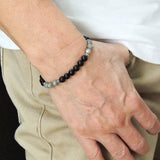 Men's Women Matte Black Onyx Labradorite Sterling Silver Bracelet Spacers DiyNotion Handmade BR222
