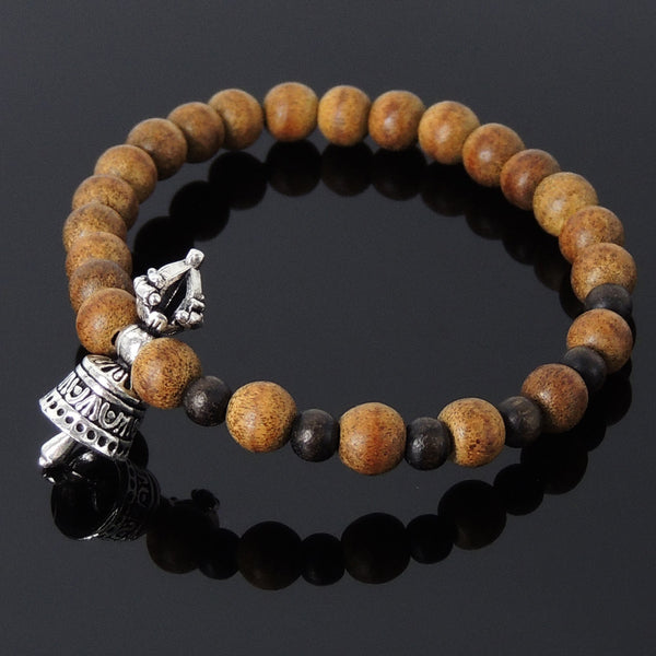 Men's Women Agarwood Sterling Silver Bracelet 925 Tibetan Prayer Instrument DiyNotion Handmade BR227