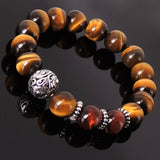 Men Women Tiger Eye Bracelet Gemstone S925 Sterling Silver Bead, Spacer DiyNotion BR158