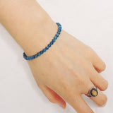 Men's Women Blue Apatite Sterling Silver Bracelet Natural Gemstone 925 Bead Clasp DiyNotion Handmade BR228