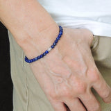 Lapis Sterling Silver Bracelet Gemstone 925 Bead Clasp for Men Women DiyNotion Handmade BR177