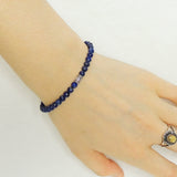 Lapis Sterling Silver Bracelet Gemstone 925 Bead Clasp for Men Women DiyNotion Handmade BR177