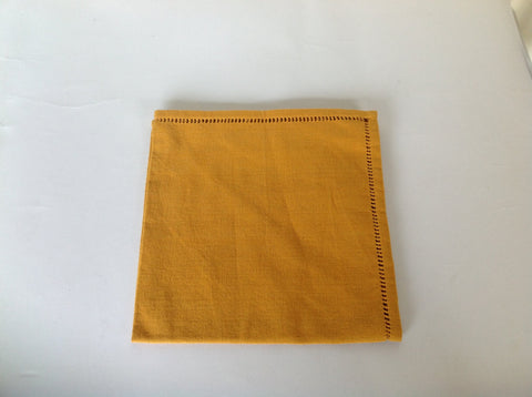 Cotton mustard yellow woven napkins, cotton napkins, Hemstitch Napkins, Cloth Napkins