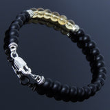 Men's Women Matte Black Onyx Citrine Bracelet Gemstone 925 Sterling Silver Bead DiyNotion BR185