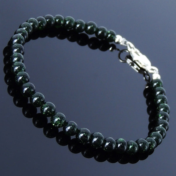 Men's Women Sandstone Sterling Silver Bracelet 925 Beads & Clasp DiyNotion Handmade BR219