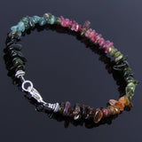Handmade Tourmaline Sterling Silver Bracelet Muti-color Gemstone 925 Spacer DiyNotion BR086C