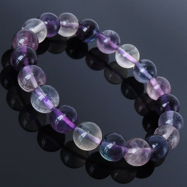 Men's Women Mutil-Purple Fluorite Bracelet Natural Crystal Gemstone DiyNotion Handmade BR056