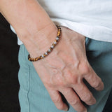 Men's Women Tiger Eye Sterling Silver Bracelet 925 Lucky Beads & Clasp Gemstone DiyNotion Handmade BR183