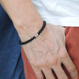Handmade Men Women Gemstone Bracelet Matte Black Onyx 925 Sterling Silver Celtic Bead Clasp DiyNotion BR171