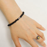 Handmade Men Women Gemstone Bracelet Matte Black Onyx 925 Sterling Silver Celtic Bead Clasp DiyNotion BR171