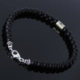 Handmade Men Women Gemstone Bracelet Matte Black Onyx 925 Sterling Silver Celtic Bead Clasp DiyNotion BR171