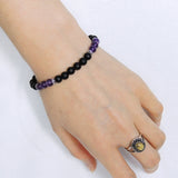 Men's Women Matte Black Onyx Amethyst Sterling Silver Bracelet 925 Spacer Gemstone DiyNotion Handmade BR236