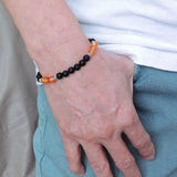 Men's Women Matte Black Onyx Carnelian Sterling Silver Bracelet 925 Spacer Gemstone DiyNotion Handmade BR237