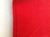 Home Decor, Kitchen Linen, Napkins, four hand hemstitched red cotton serviettes, Table Linens, Woven Cotton