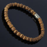 Men's Women Agarwood Sterling Silver Bracelet Barrel Bead DiyNotion Handmade BR217