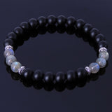 Men's Women Matte Black Onyx Labradorite Sterling Silver Bracelet Spacers DiyNotion Handmade BR222