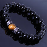 Men Women Black Obsidian Tiger Eye Bracelet 925 Sterling Silver Cross Spacer DiyNotion BR163