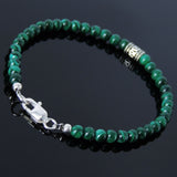 Handmade Men Women Gemstone Bracelet Malachite 925 Sterling Silver Bead Clasp DiyNotion BR242