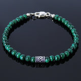 Handmade Men Women Gemstone Bracelet Malachite 925 Sterling Silver Bead Clasp DiyNotion BR242