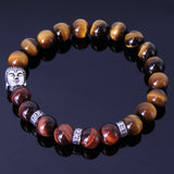 Men's Women Tiger Eye Sterling Silver Bracelet Gemstone 925 Buddha DiyNotion Handmade BR166