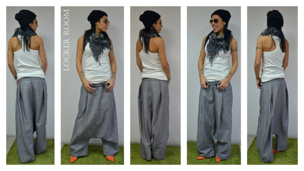 Woman Linen pants /Wide leg pants /Womens harem pants /Summer pants /Grey linen pants
