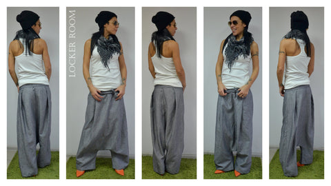 Woman Linen pants /Wide leg pants /Womens harem pants /Summer pants /Grey linen pants