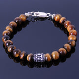 Handmade Men Women Gemstone Bracelet Tiger Eye 925 Sterling Silver Anchor Bead Clasp DiyNotion BR256