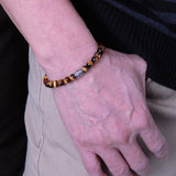 Handmade Men Women Gemstone Bracelet Tiger Eye 925 Sterling Silver Anchor Bead Clasp DiyNotion BR256