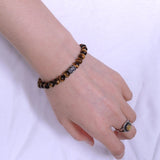 Handmade Men Women Gemstone Bracelet Tiger Eye 925 Sterling Silver Anchor Bead Clasp DiyNotion BR256
