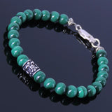 Handmade Men Women Gemstone Bracelet Malachite 925 Sterling Silver Anchor Bead Clasp DiyNotion BR261