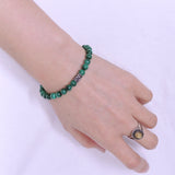 Handmade Men Women Gemstone Bracelet Malachite 925 Sterling Silver Anchor Bead Clasp DiyNotion BR261