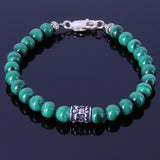 Handmade Men Women Gemstone Bracelet Malachite 925 Sterling Silver Anchor Bead Clasp DiyNotion BR261