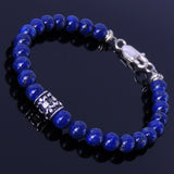 Men's Women Lapis Sterling Silver Bracelet 925 Fleur de Lis Bead Gemstone DiyNotion Handmade BR257