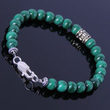 Handmade Men Women Gemstone Bracelet Malachite 925 Sterling Silver Anchor Bead Clasp DiyNotion BR261