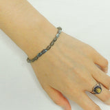 Men's Women Labradorite Sterling Silver Bracelet 925 Spacer Clasp Handmade DiyNotion BR198