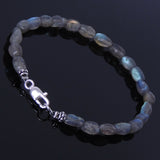 Men's Women Labradorite Sterling Silver Bracelet 925 Spacer Clasp Handmade DiyNotion BR198