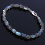 Men's Women Labradorite Sterling Silver Bracelet 925 Spacer Clasp Handmade DiyNotion BR198