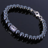 Handmade Men Women Gemstone Bracelet Hematite 925 Sterling Silver Marcasite Bead Clasp DiyNotion BR136