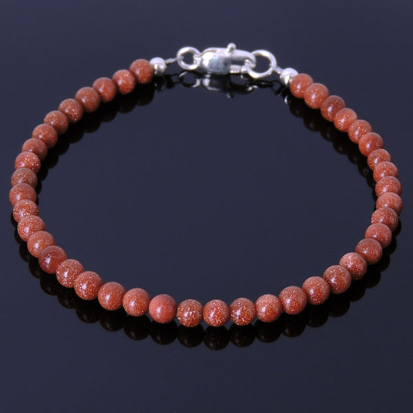 Mens Women Sandstone Sterling Silver Bracelet 925 Clasp DiyNotion Handmade BR208