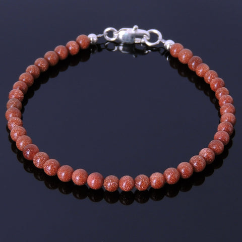 Mens Women Sandstone Sterling Silver Bracelet 925 Clasp DiyNotion Handmade BR208