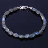 Men's Women Labradorite Sterling Silver Bracelet 925 Spacer Clasp Handmade DiyNotion BR198