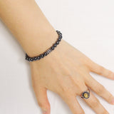 Handmade Men Women Gemstone Bracelet Hematite 925 Sterling Silver Marcasite Bead Clasp DiyNotion BR136