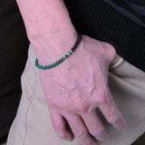 Handmade Men Women Gemstone Bracelet Matte Black Onyx Malachite 925 Sterling Silver Bead Clasp DiyNotion BR259