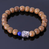 Men's Women Agarwood Lapis Sterling Silver Bracelet 925 Buddha Yoga Mala DiyNotion Handmade  BR215