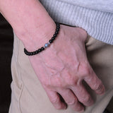 Handmade Men Women Gemstone Bracelet Matte Black Onyx Labradorite 925 Sterling Silver Spacer Clasp DiyNotion BR263
